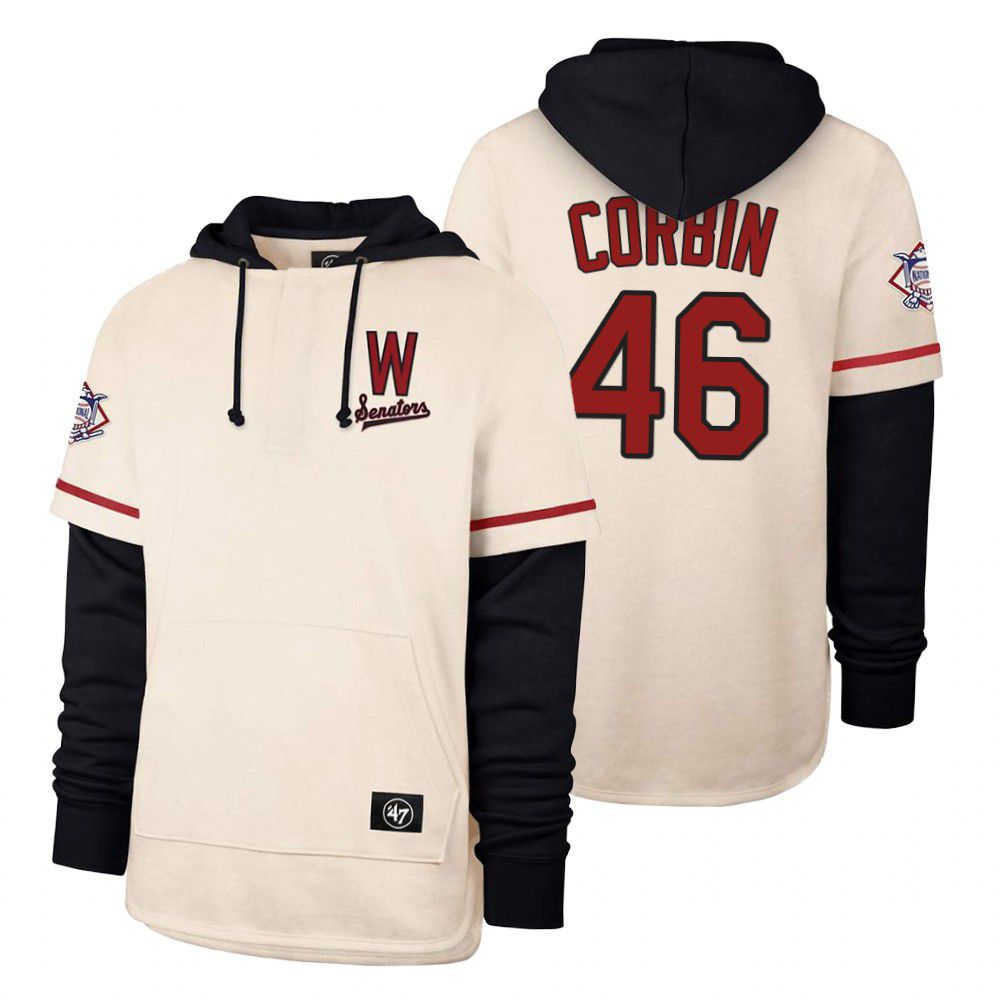 Men Washington Nationals #46 Corbin Cream 2021 Pullover Hoodie MLB Jersey